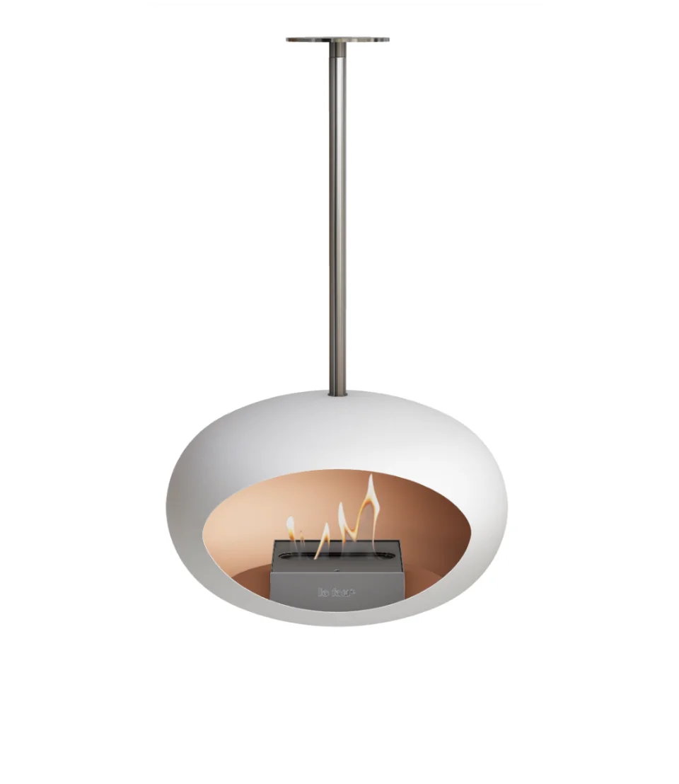 White fireplace with silver details