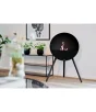 All black movable fireplace
